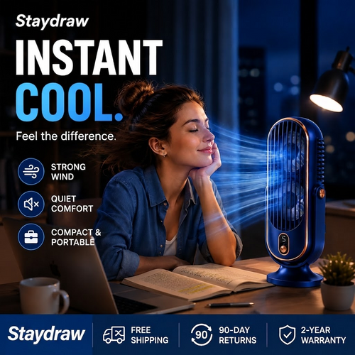 𝐬𝐭𝐚𝐲𝐝𝐫𝐚𝐰™ Portable Desktop Air Conditioner Fan with 5 Wind Speed