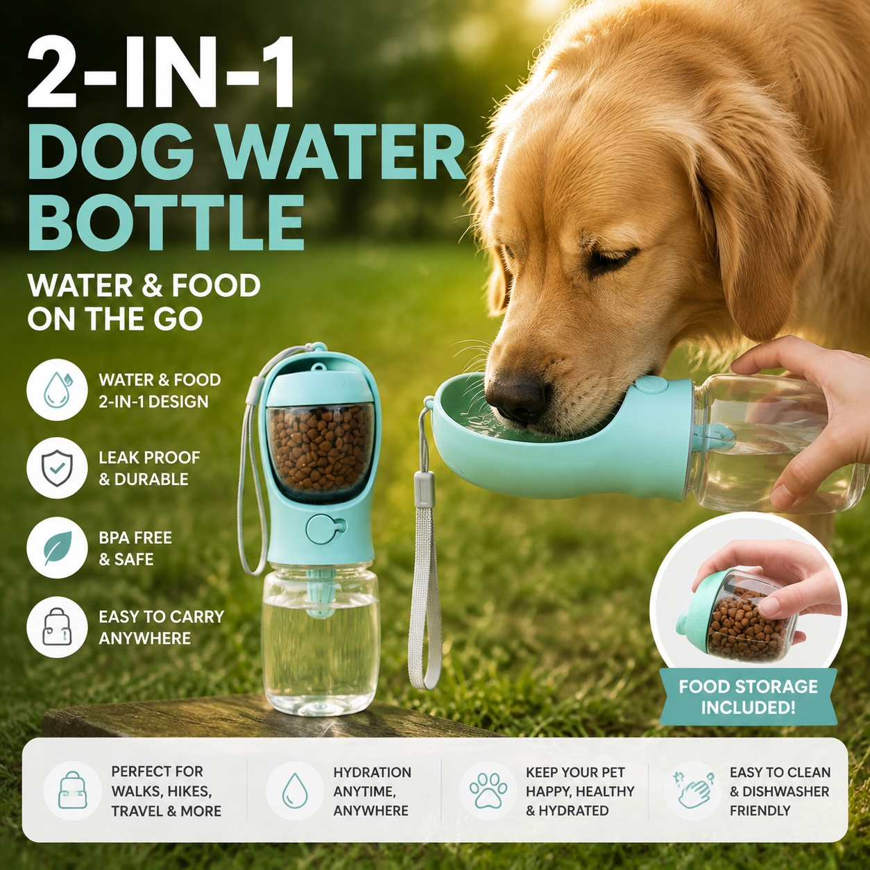 Staydraw™ - 2-in-1 Dog Water Bottle