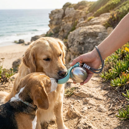 2-in-1 Dog Travel Water Bottle – Leakproof Stainless Steel Bottle with Silicone Bowl